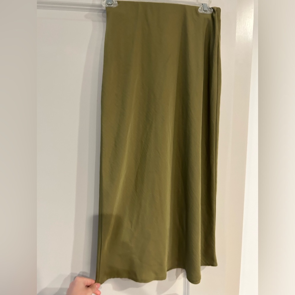 A New Day Olive Green Midi Skirt